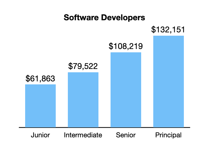 Salaries for software developers by seniority
